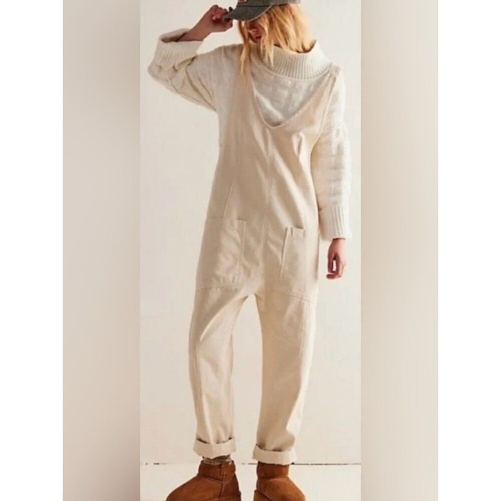 Free People We The Free High Roller Jumpsuit In Cream Size Small